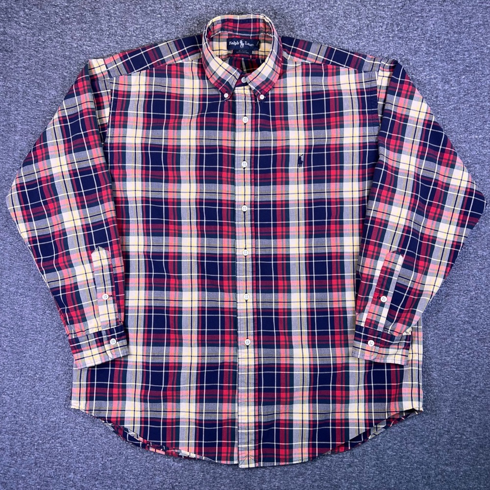 VTG Ralph Lauren Shirt Mens Large Plaid Blake Preppy Casual Button Down Tartan - Picture 5 of 15